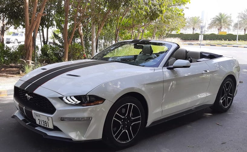 Ford Mustang Convertible WHITE 2020 rental dubai