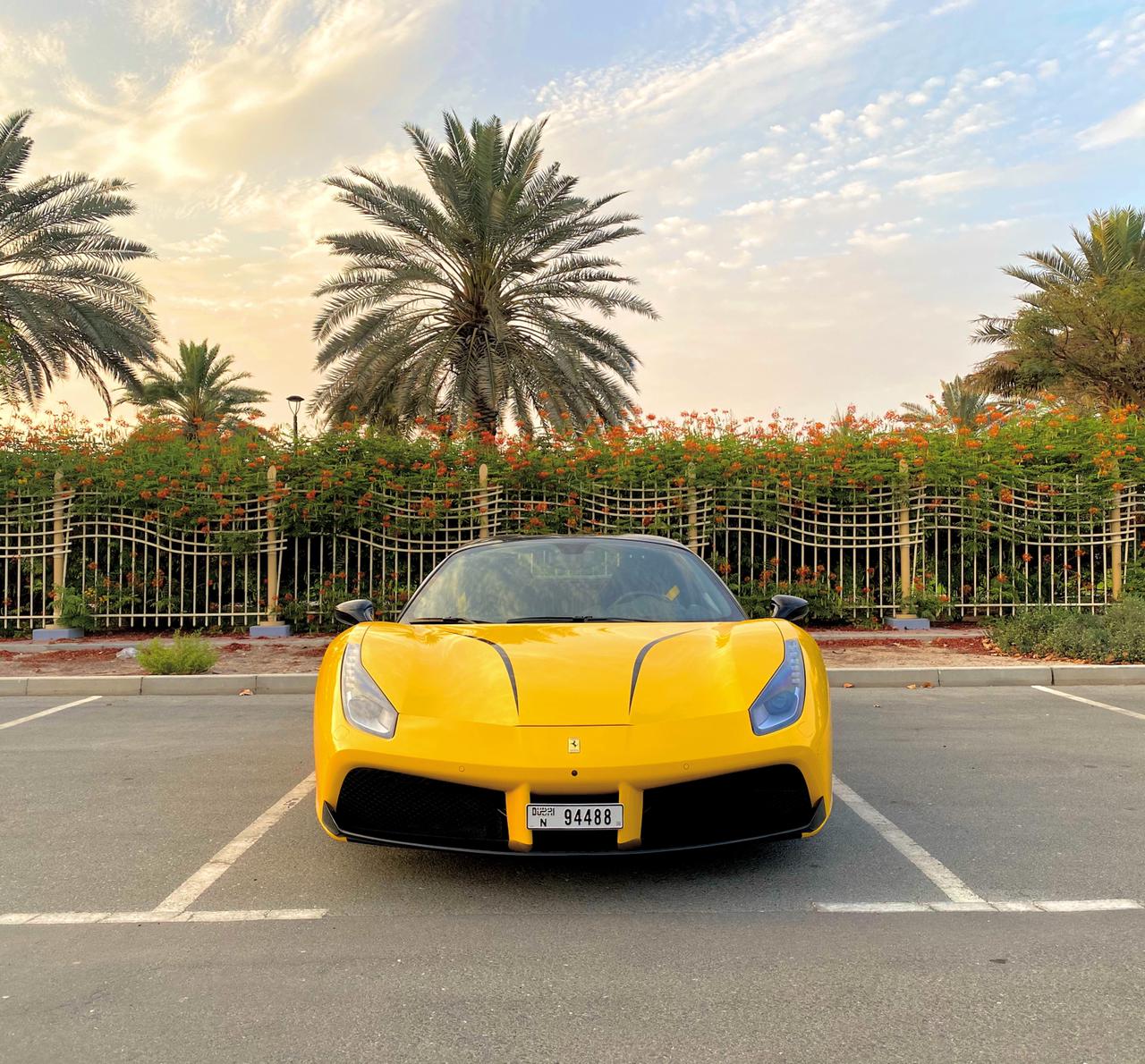 Ferrari 488 Spider Convertible YELLOW 2018 rental dubai
