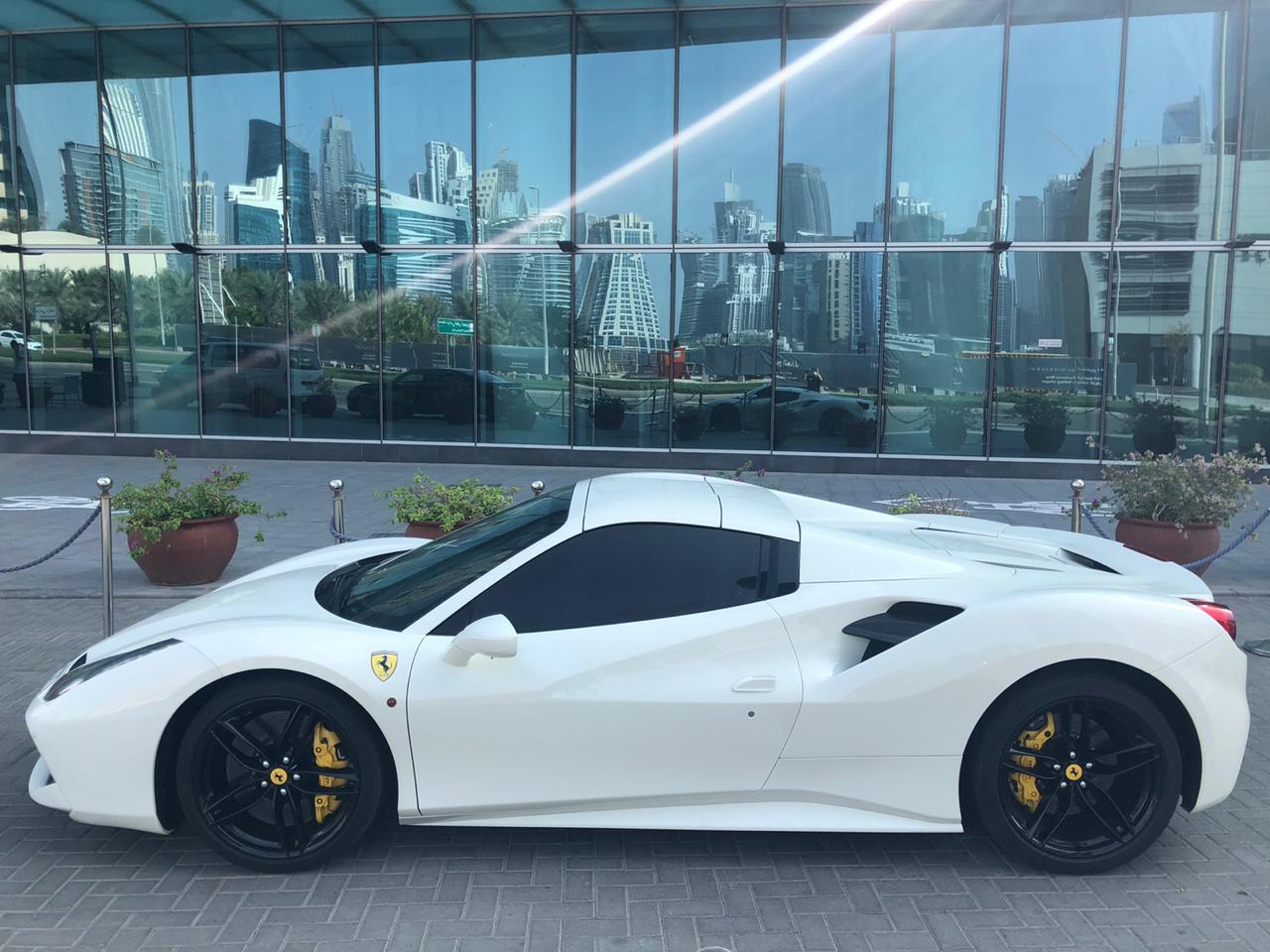 Ferrari 488 Spider Convertible WHITE 2018 rental dubai