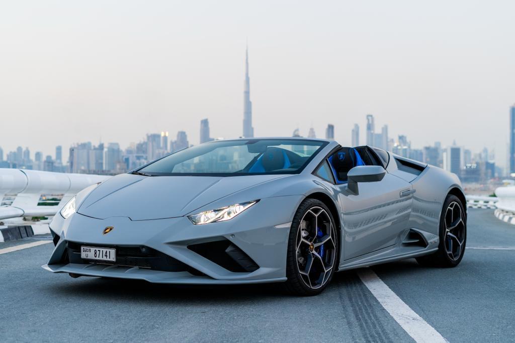 Lamborghini Huracan Evo Spyder GREY 2022 rental dubai