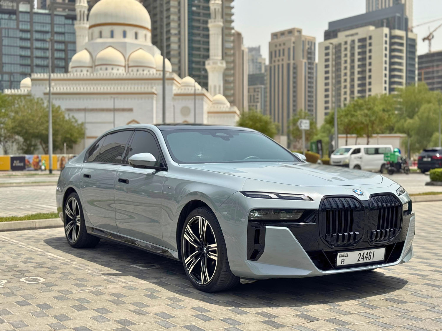 hire BMW 740i Nardo Gray in dubai