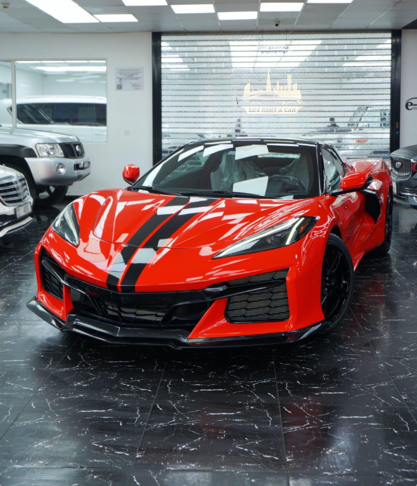 Chevrolet Corvette C8 Convertible Red  2023 rental dubai