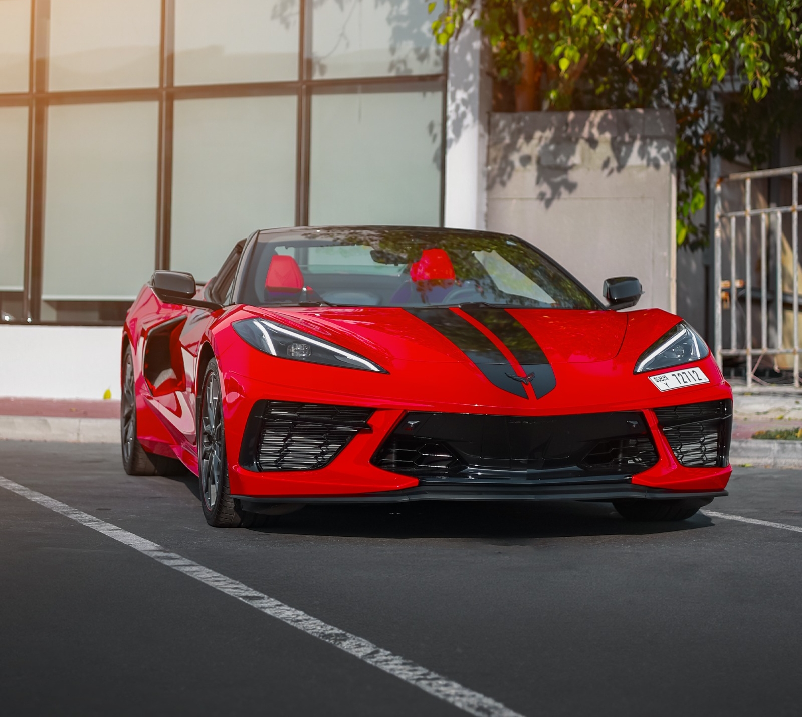 Chevrolet Corvette C8 Convertible Red Without Deposit  2024 rental dubai
