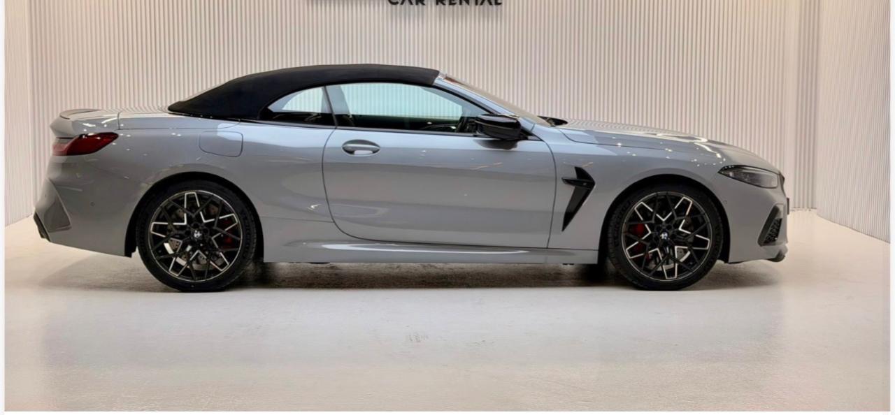 BMW M8 Competition Convertible Gray high-performance  2023 rental dubai